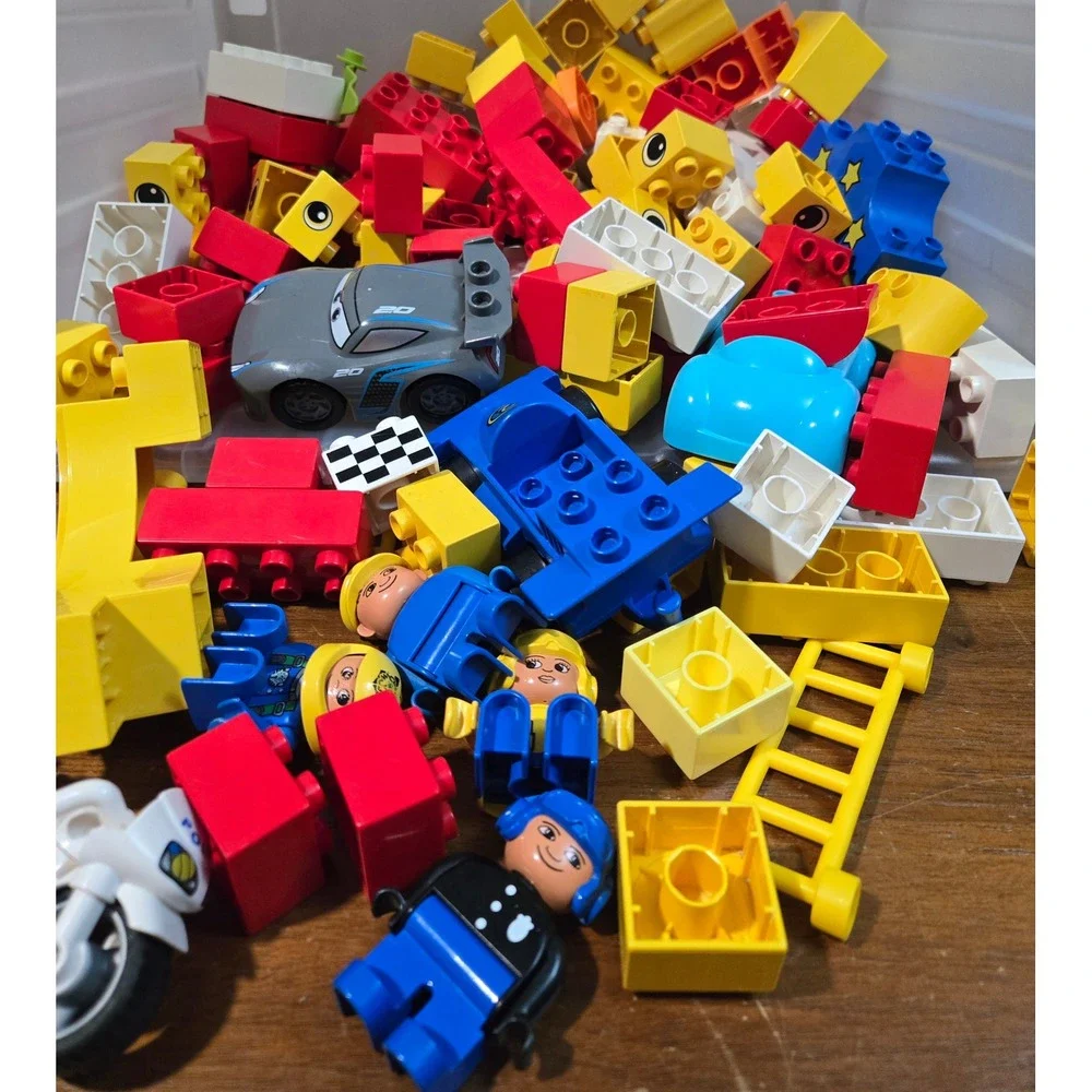 LEGO Duplo Bulk Lot Mixed Bricks Figures Vehicles Jackson Storm Cars Motorcycle